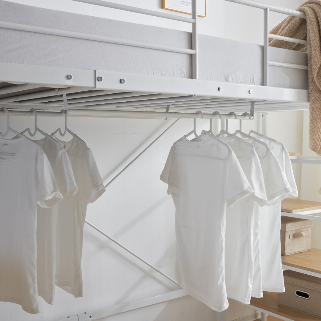 システムベット ロフトベッド シングル デスク付きコンセント付き収納付きホワイト