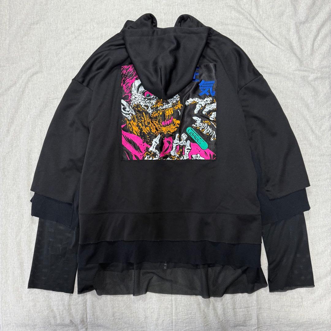 【狂気】KIDILL 刺繍 メッシュ パーカー 黒 FREE オーバーサイズ