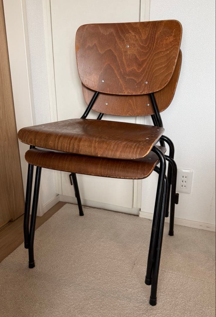 【ヴィンテージ】椅子2脚　ダイニングチェアスクールチェア