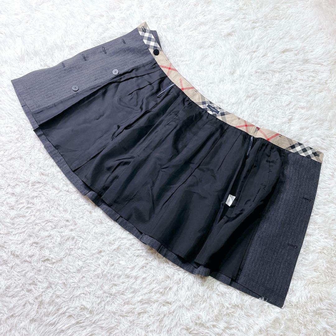美品✨ バーバリーロンドン ウール トレンチスカート プリーツ 40 グレー