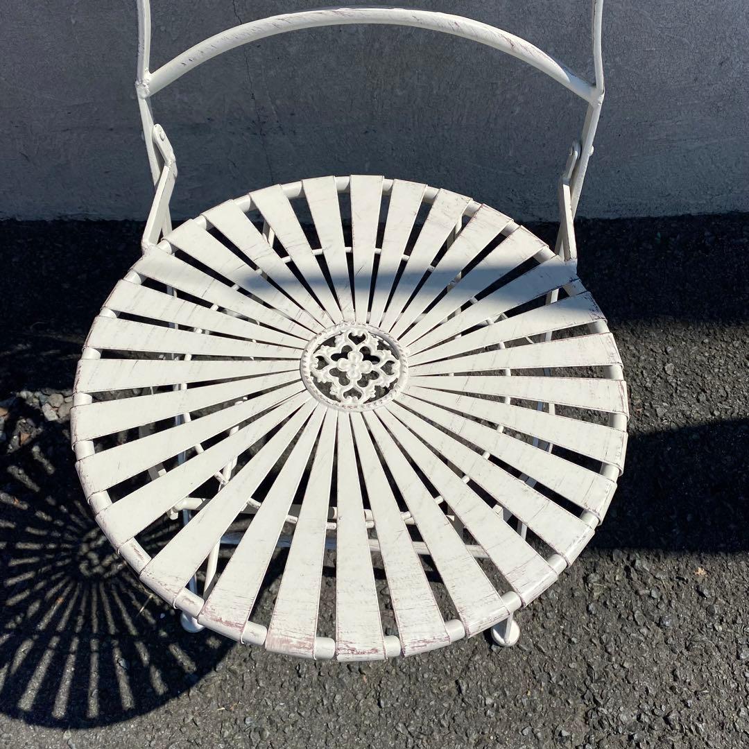 ホワイトアイアン ガーデンテーブルセット 丸テーブル 庭 ベランダ 2人 テラス