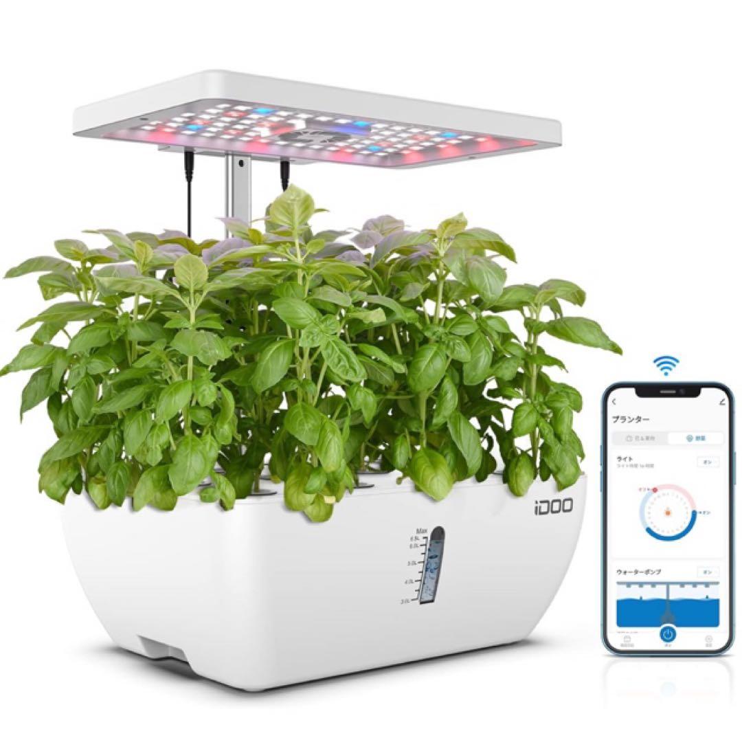 iDOO 水耕栽培セットID-IG302Sスマホ連動12株野菜栽培可能ホワイト