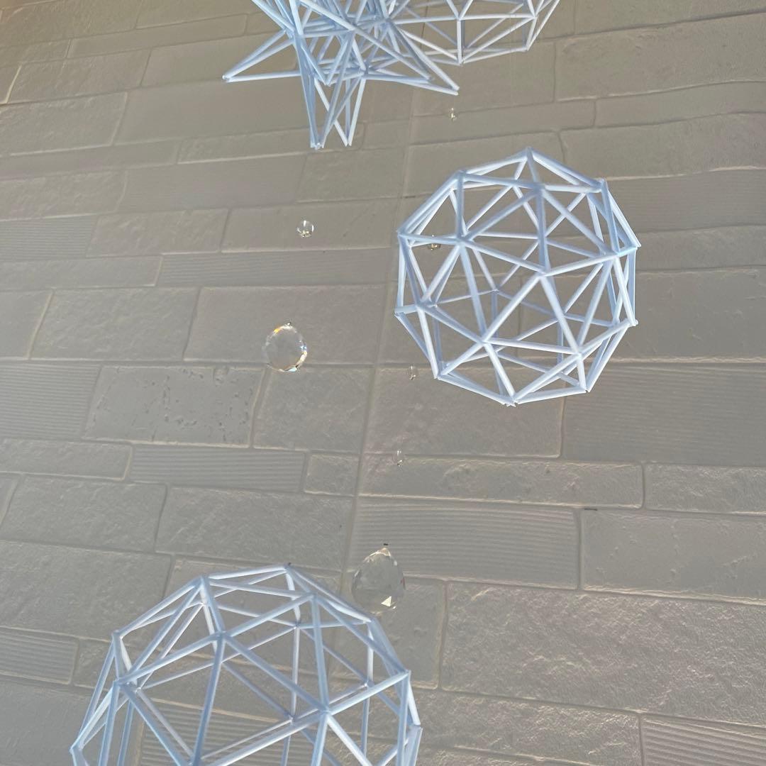 大型ヒンメリ✳︎アイスブルー✳︎バブルズ＆シャインスター✳︎ダブルサンキャッチャー