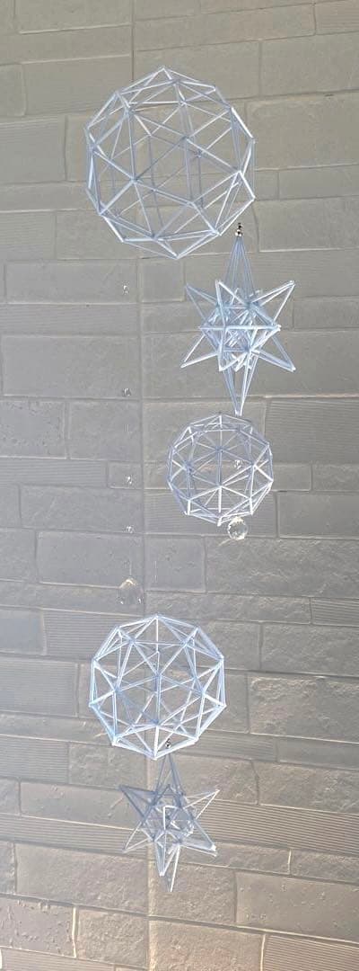 大型ヒンメリ✳︎アイスブルー✳︎バブルズ＆シャインスター✳︎ダブルサンキャッチャー