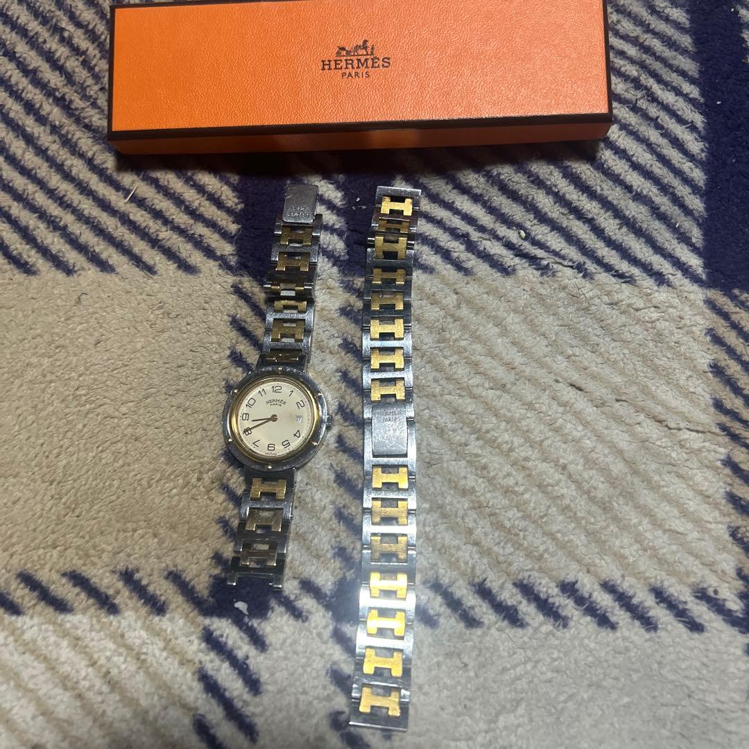 z*様 HERMES アナログ腕時計 シルバー/ゴールド クリッパー金具ベルト付