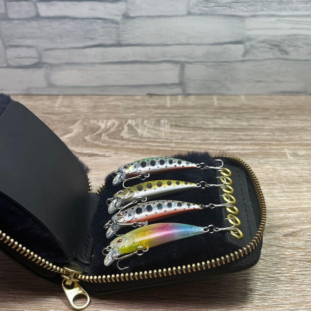 ミドルルアーワレット　本革レザー　手染めアンティークグリーン　ハンドメイド　渓流