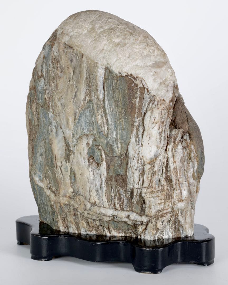 木化石 珪化木 白蛇石 蛇紋石 龍紋石 台座付 4.7kg 天然石 水石 盆石