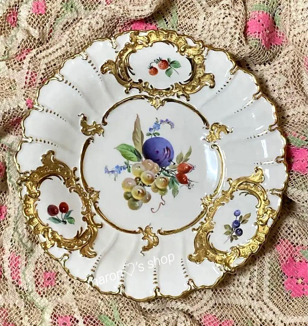 【1級品】 ヴィンテージ マイセンBフォーム 金彩フルーツ 飾り皿 プレート
