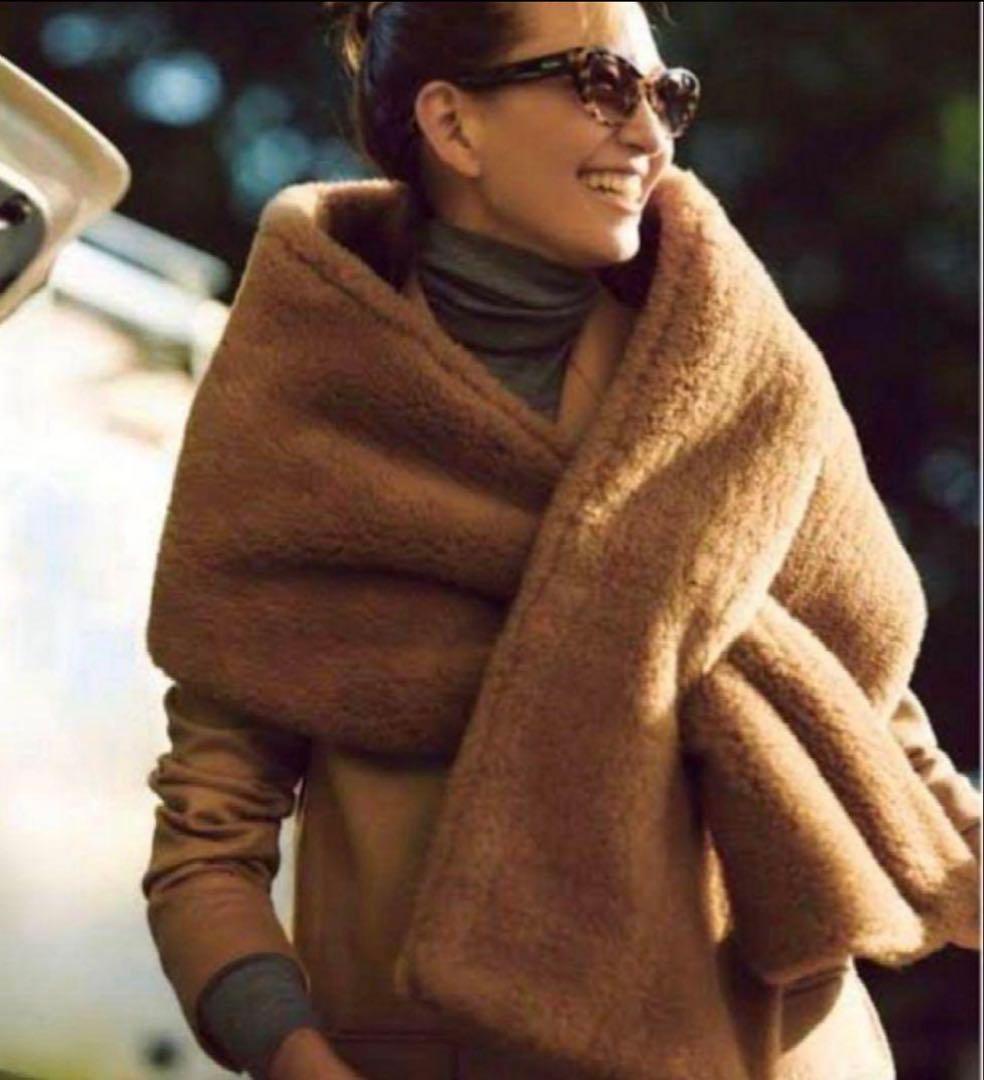 未使用級★Max Mara/マックスマーラ テディマフラー ストール ホワイト