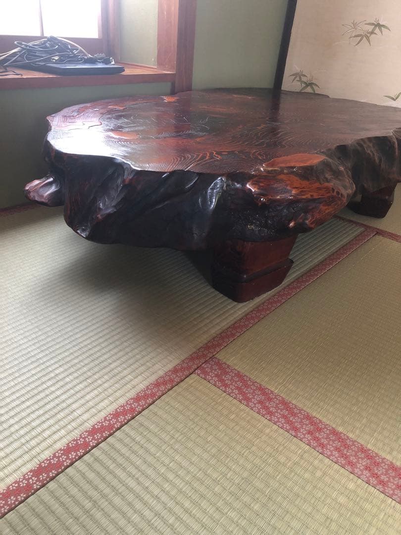 原木一枚板の座卓　引取り限定