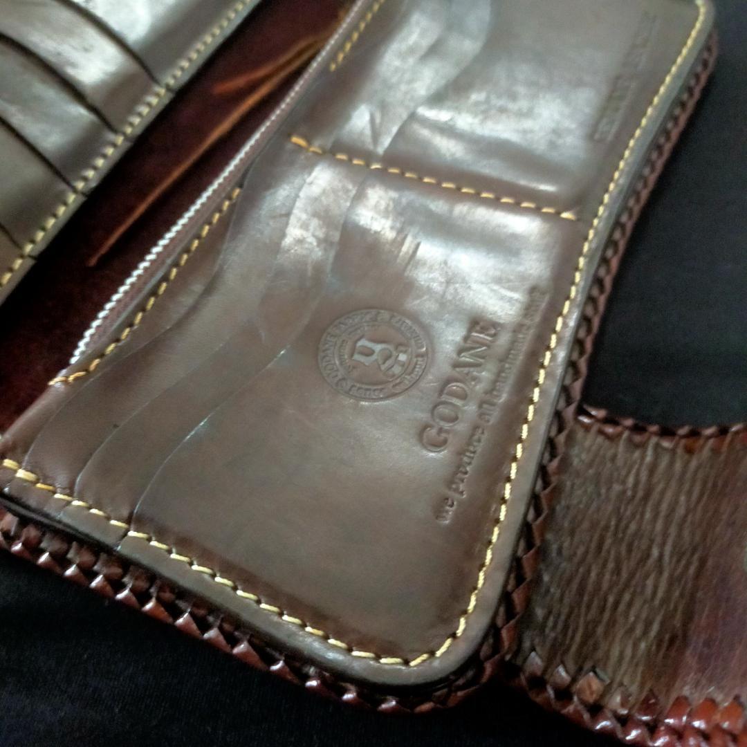 美品 GODANE ゴダン 長財布 クロコダイルレザー製 ターコイズコンチョ