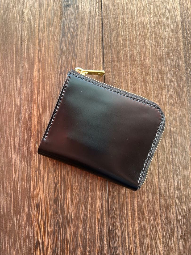 コードバン　ブラック　コンパクトウォレット　財布　新喜皮革　国産コードバン