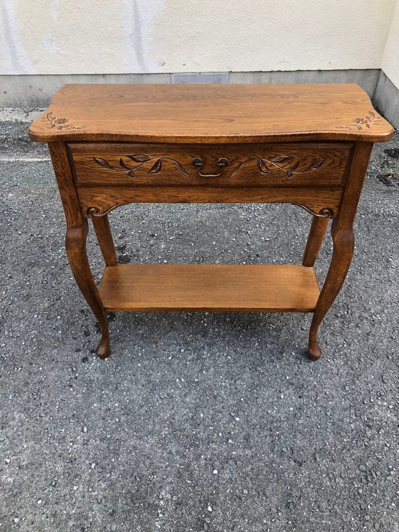 アンティーク調 猫脚コンソールテーブル エレガント ナイトテーブル 引き出し付き