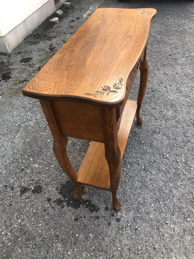 アンティーク調 猫脚コンソールテーブル エレガント ナイトテーブル 引き出し付き