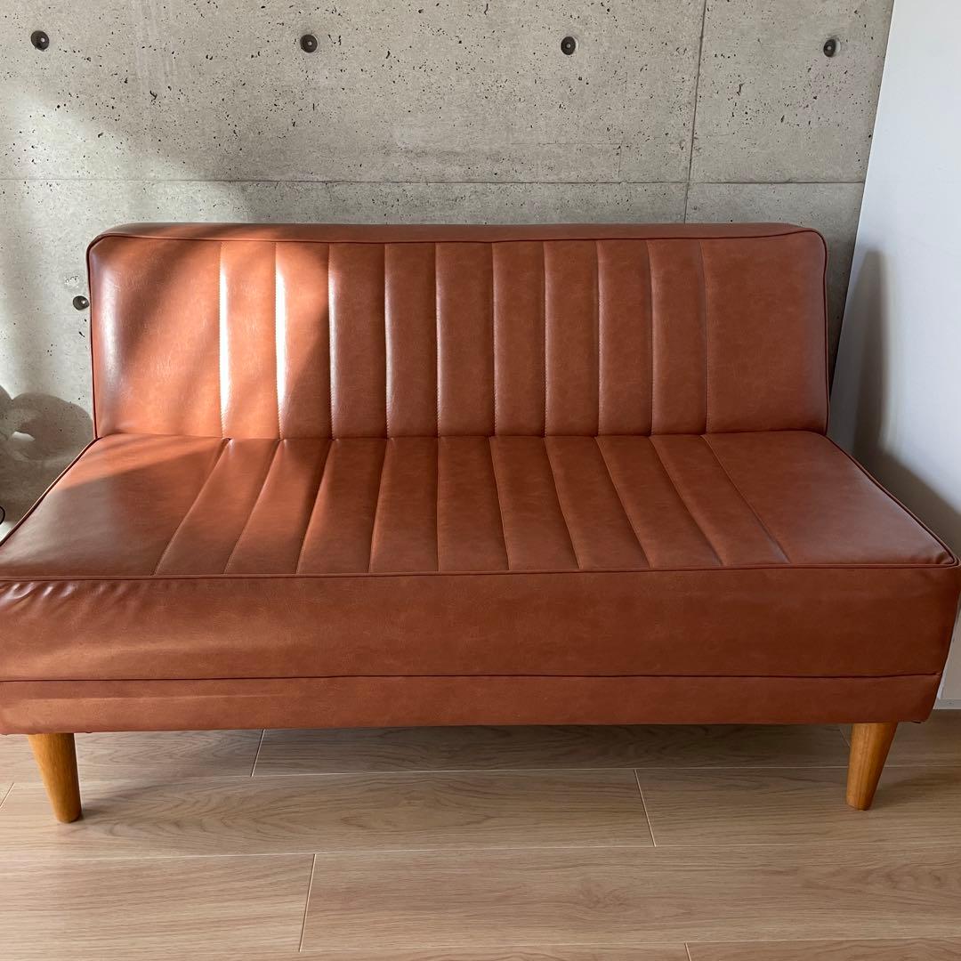 ソファ 2人掛け ブラウン PVC