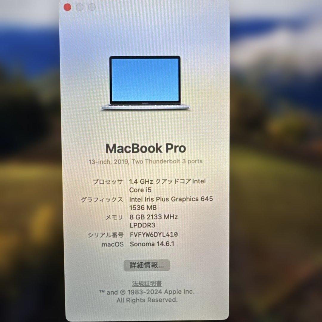 MacBook本体 MacBook Pro 13-inch 2019 i5 8GB 256GB