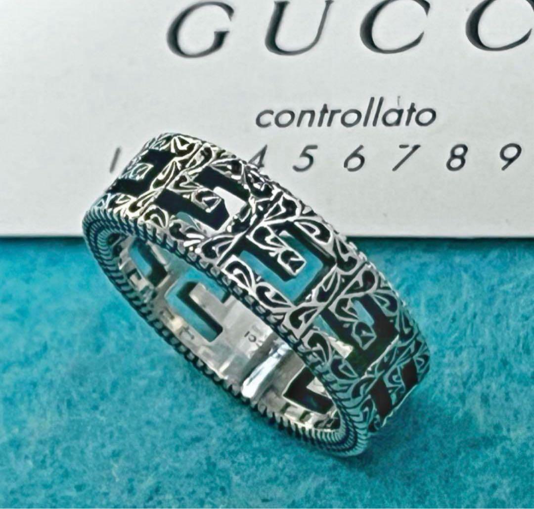 極美品‼️GUCCI 指輪　燻‼️スクエアGリング 14号
