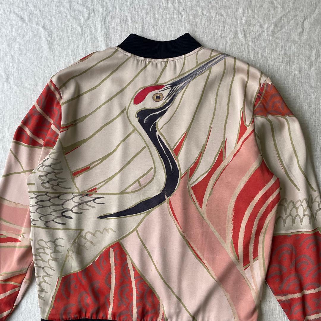 希少 HUGO BOSS ヒューゴボス 和柄 鶴 ボンバージャケット M