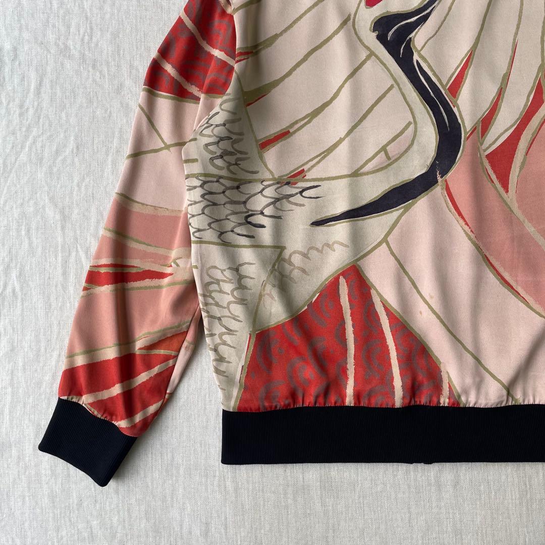 希少 HUGO BOSS ヒューゴボス 和柄 鶴 ボンバージャケット M