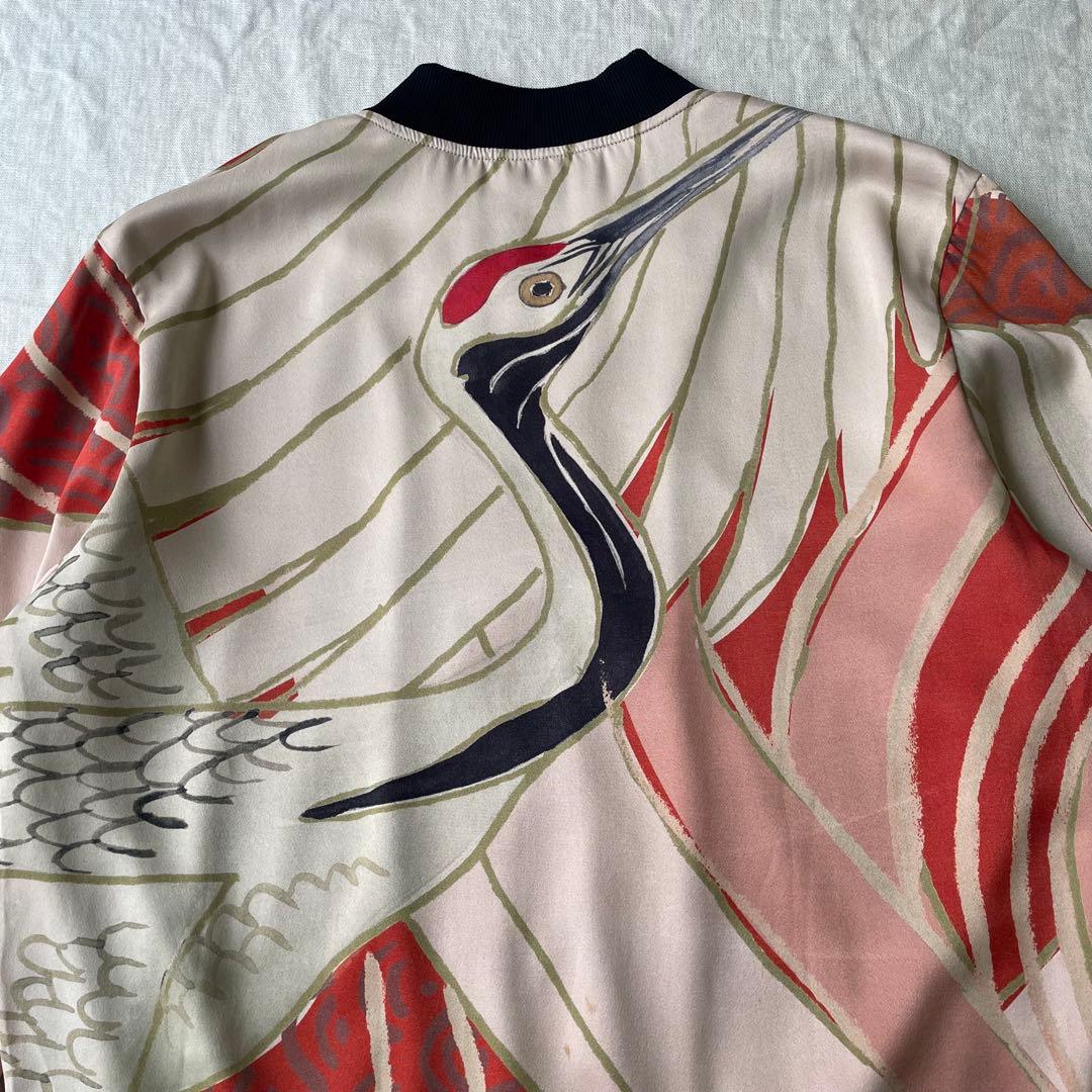 希少 HUGO BOSS ヒューゴボス 和柄 鶴 ボンバージャケット M