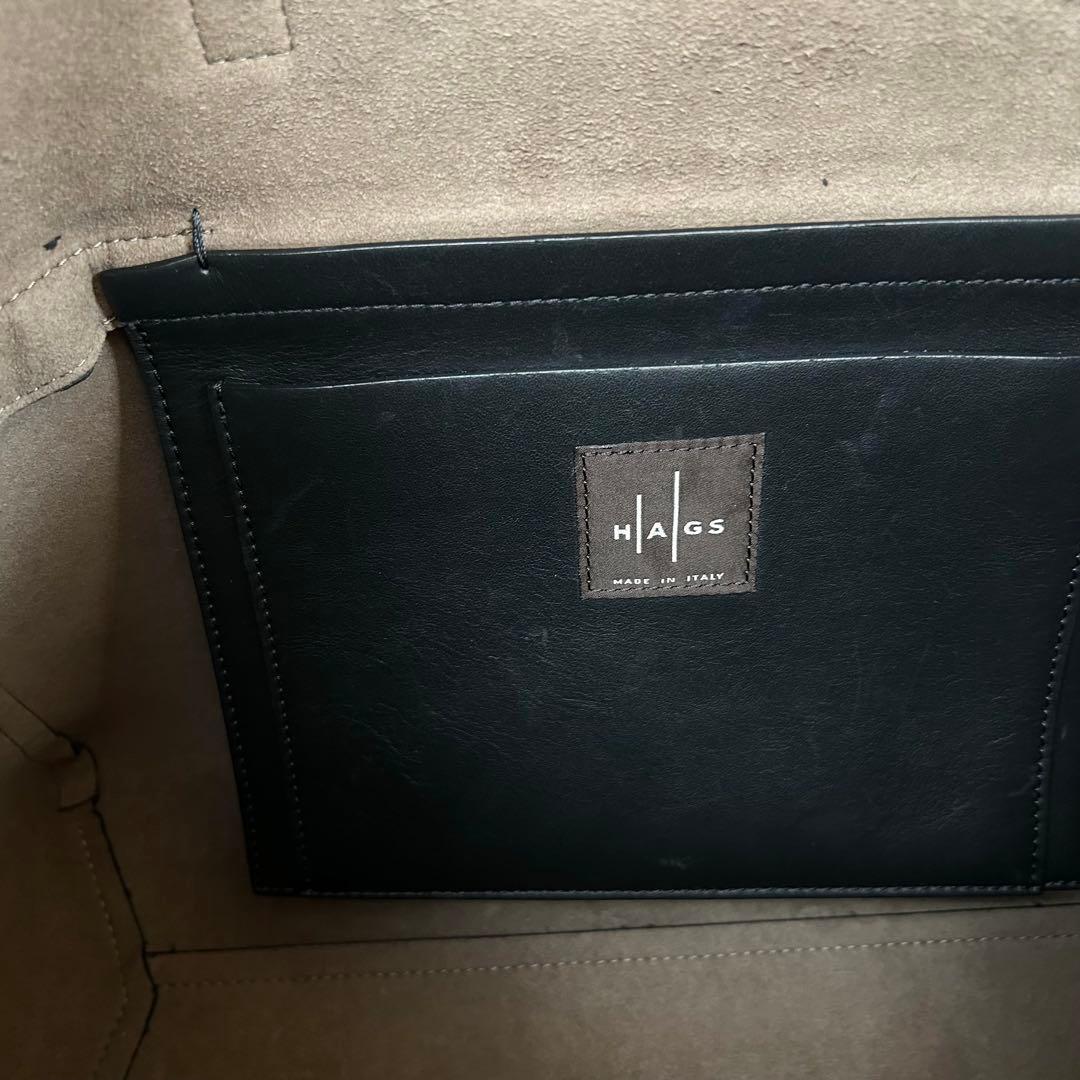 HAGS　高島屋　トートバッグ　ビジネス　オールレザー　黒　ロゴ　A4　肩掛け