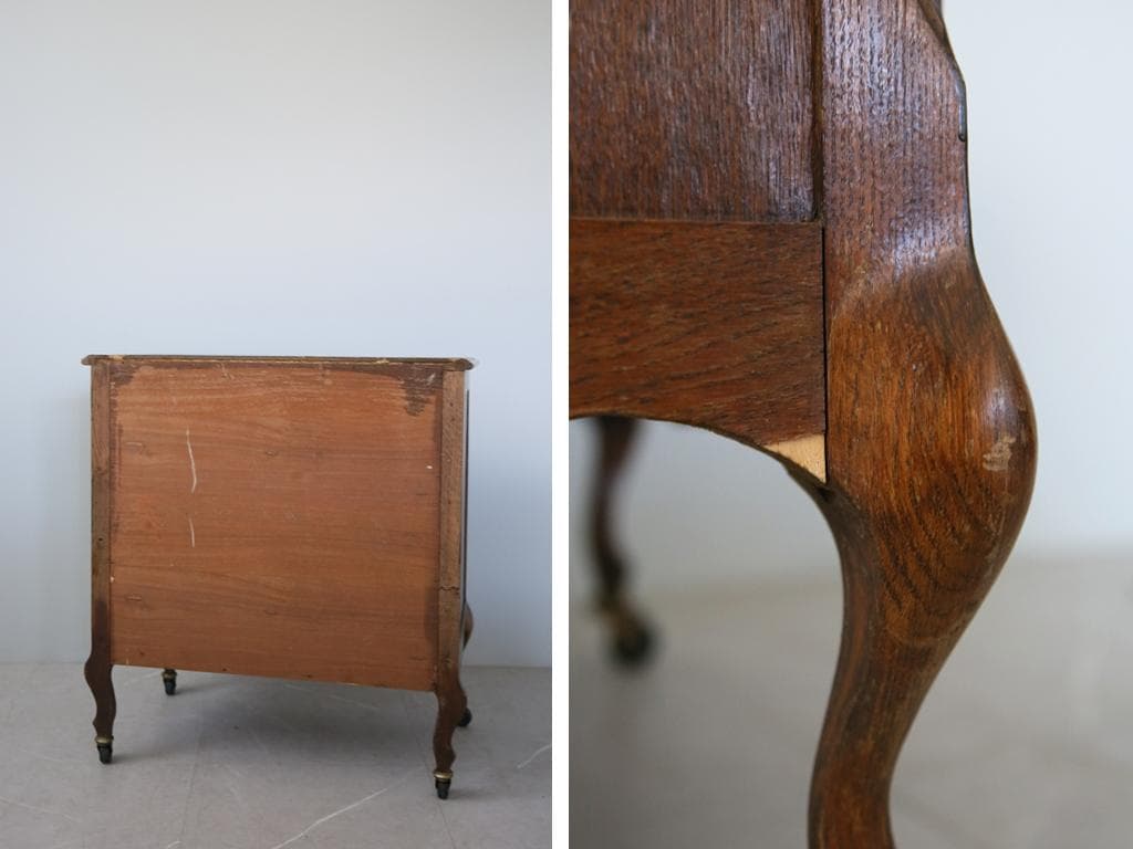 フランスアンティーク猫脚4杯ドロワー/木製チェスト/タンス/飾り棚(90-92)