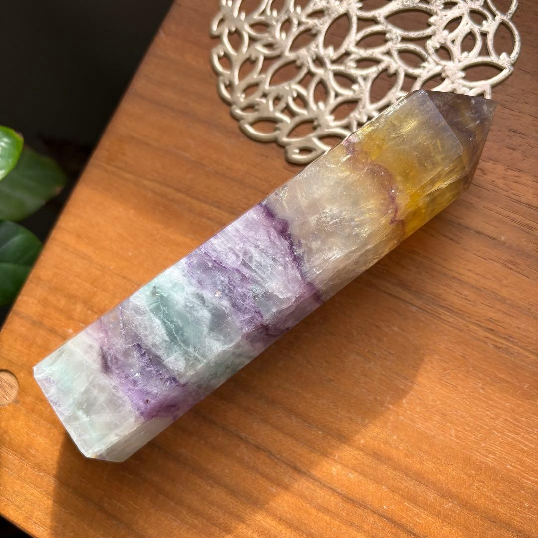 大型 天然石 レインボーフローライト タワー高さ約15センチ