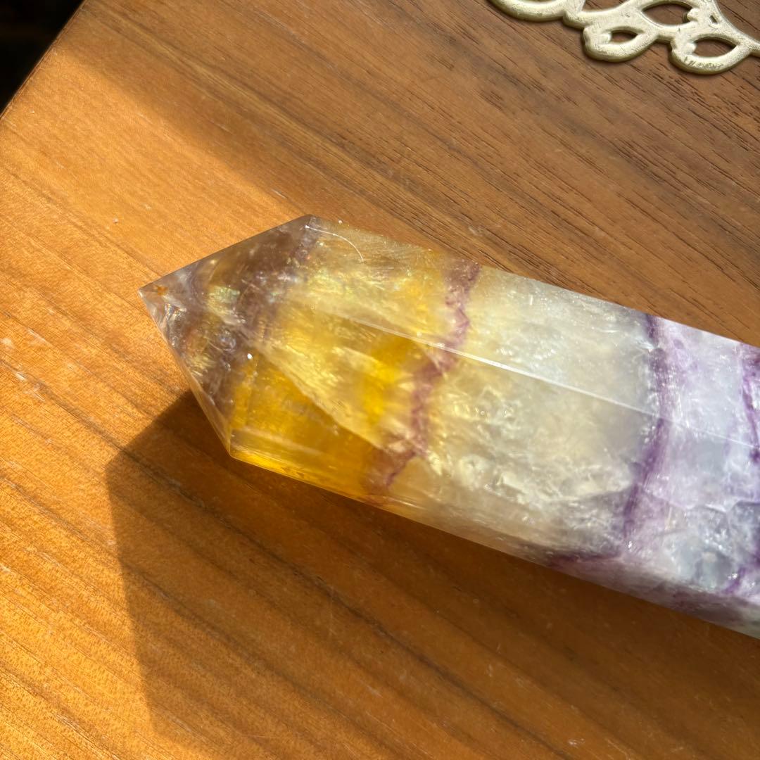 大型 天然石 レインボーフローライト タワー高さ約15センチ