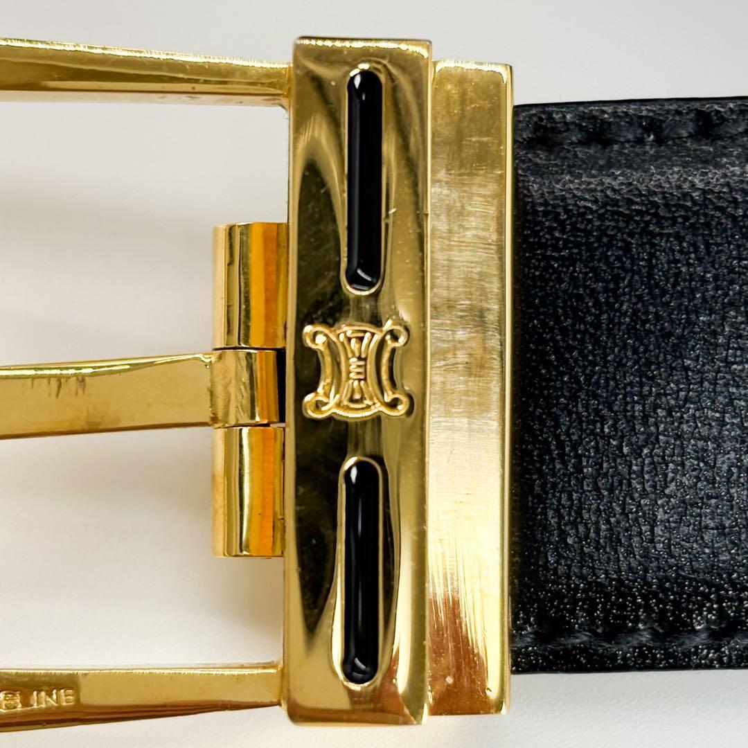 ♡美品♡ セリーヌ CELINE トリオンフ レザーベルト ブラック ゴールド