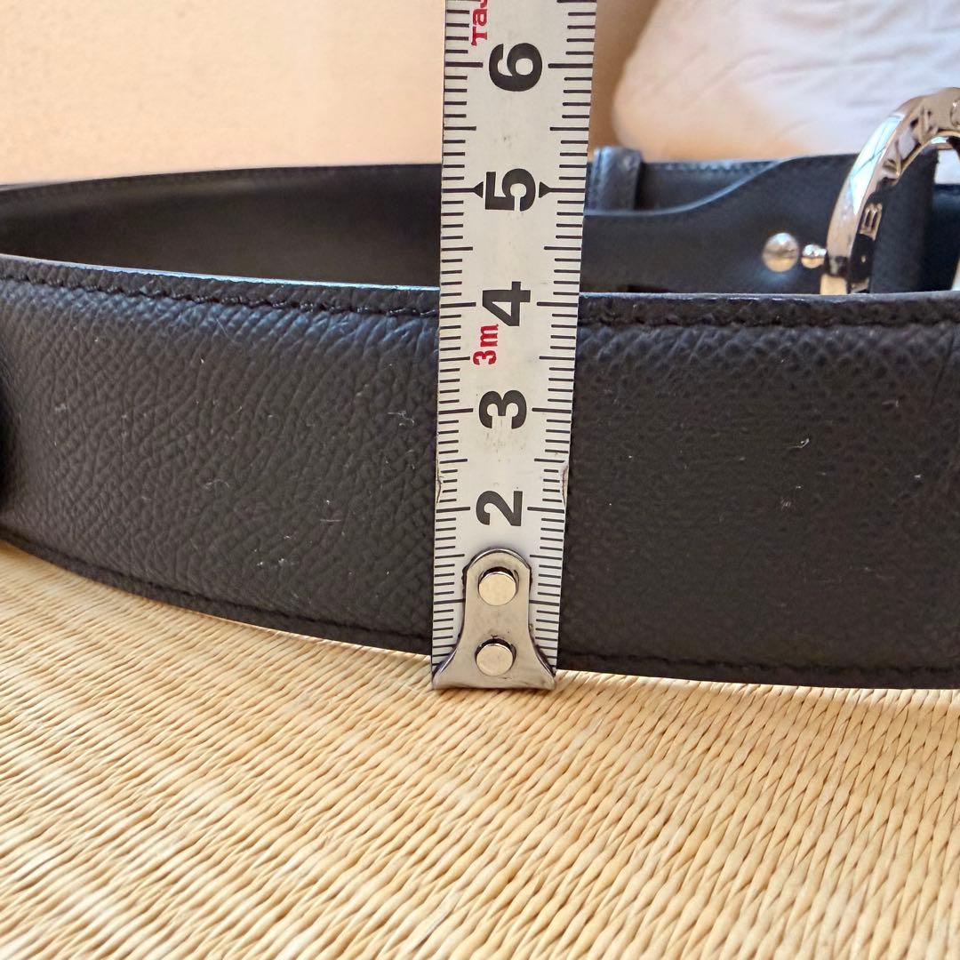 BULGARI ブラックレザーベルト　ブランド　ブルガリ　美品　サークルロゴ