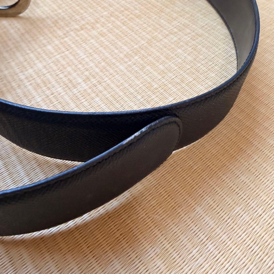 BULGARI ブラックレザーベルト　ブランド　ブルガリ　美品　サークルロゴ