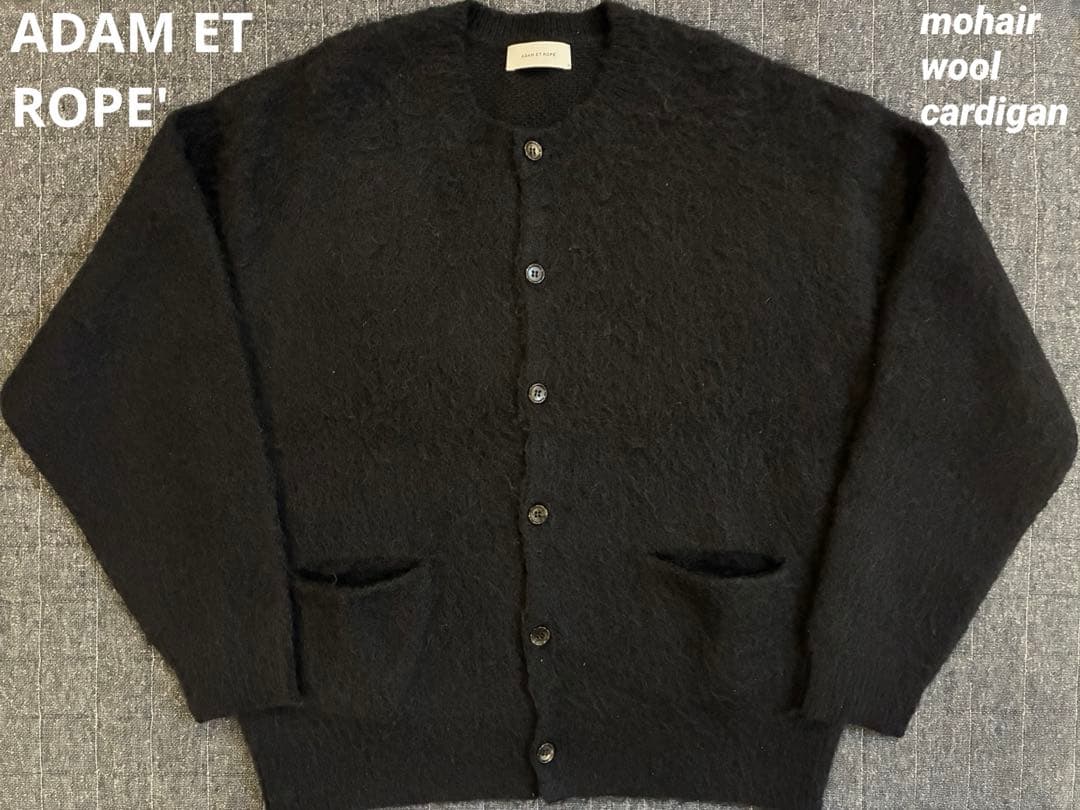 アダムエロペ　ADAM ET ROPE' モヘア　ウール　カーディガン　ブラック