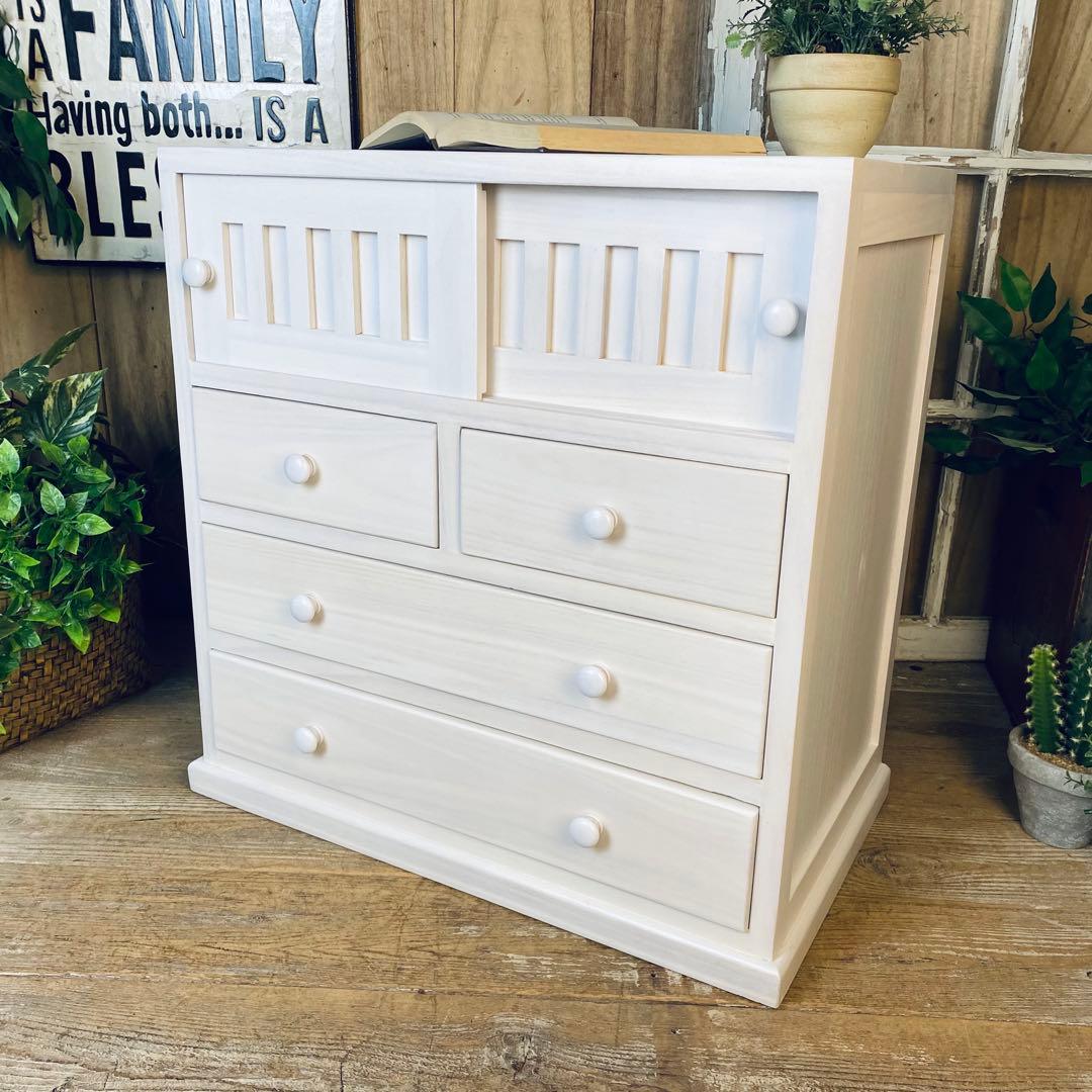 大幅値下げセール中！木製多引き出し桐チェストタンスAホワイト56㎝×58㎝