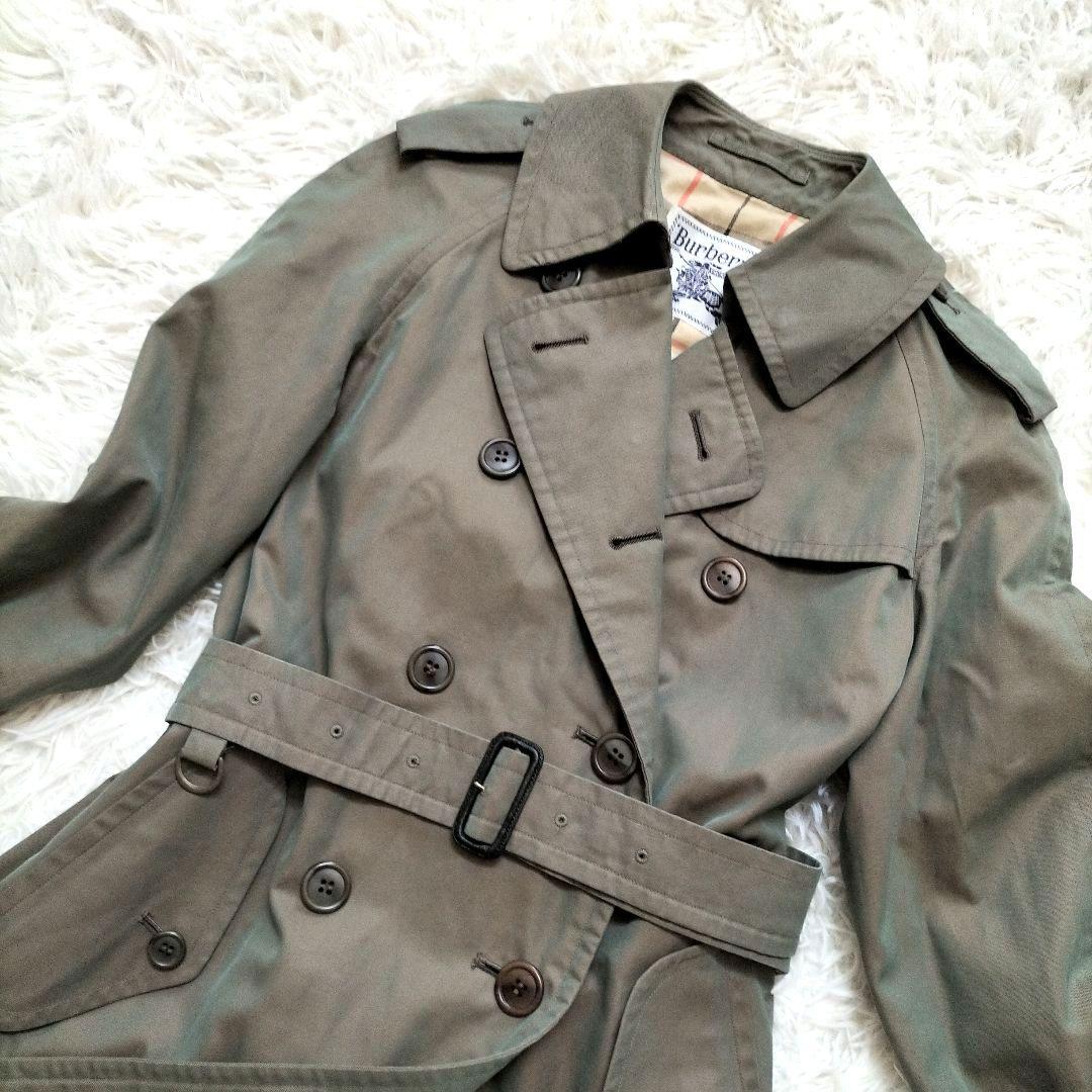 バーバリー トレンチコート ロング丈 ベルト付き 白タグ 玉虫色 S