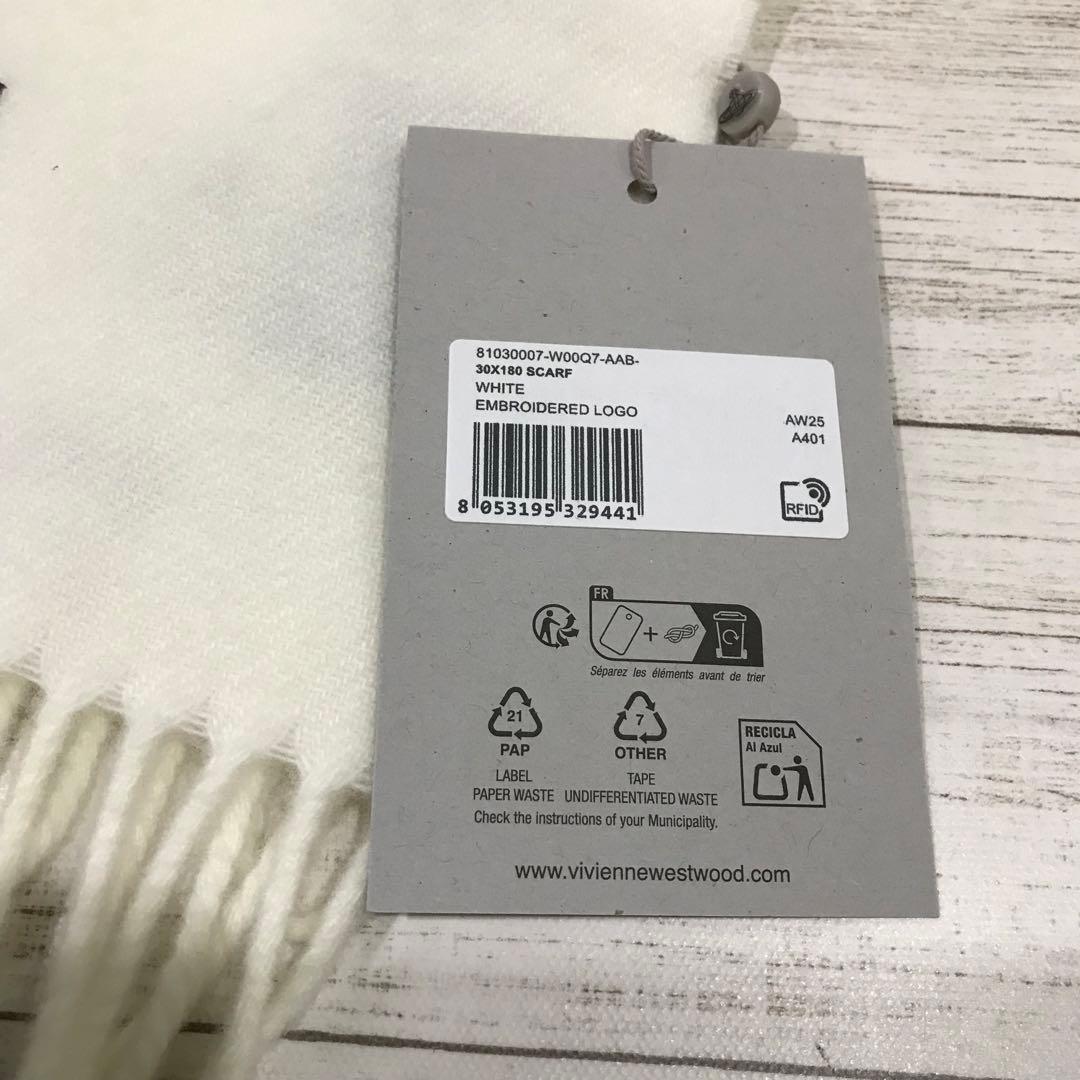 新品 Vivienne westwood マフラー ホワイト 未使用タグ付き