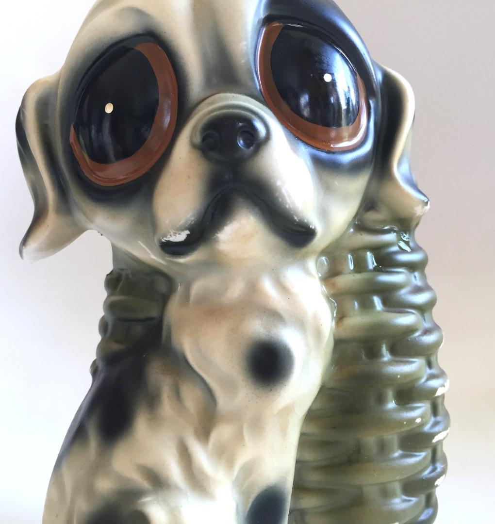 ビンテージEnesco製 Big eye Dogペン立て 陶器 犬 フィギュリン