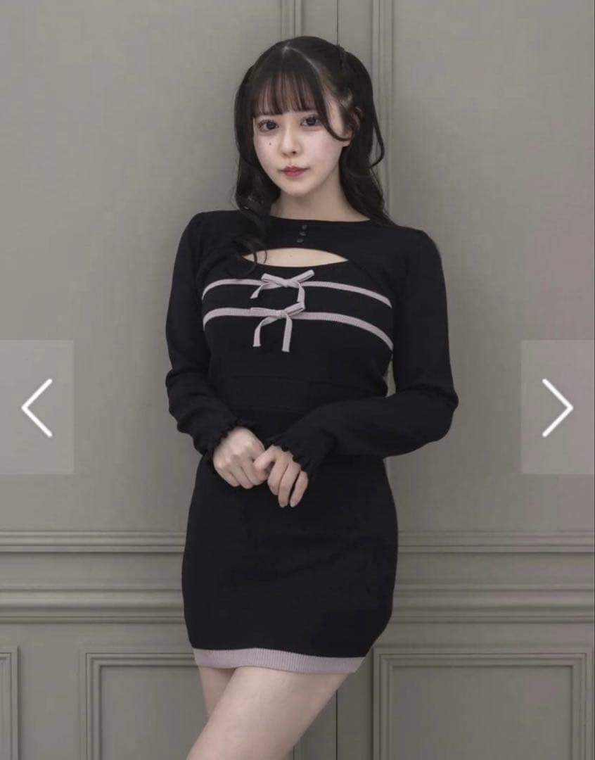 pium リボンテープレイヤードニットワンピース