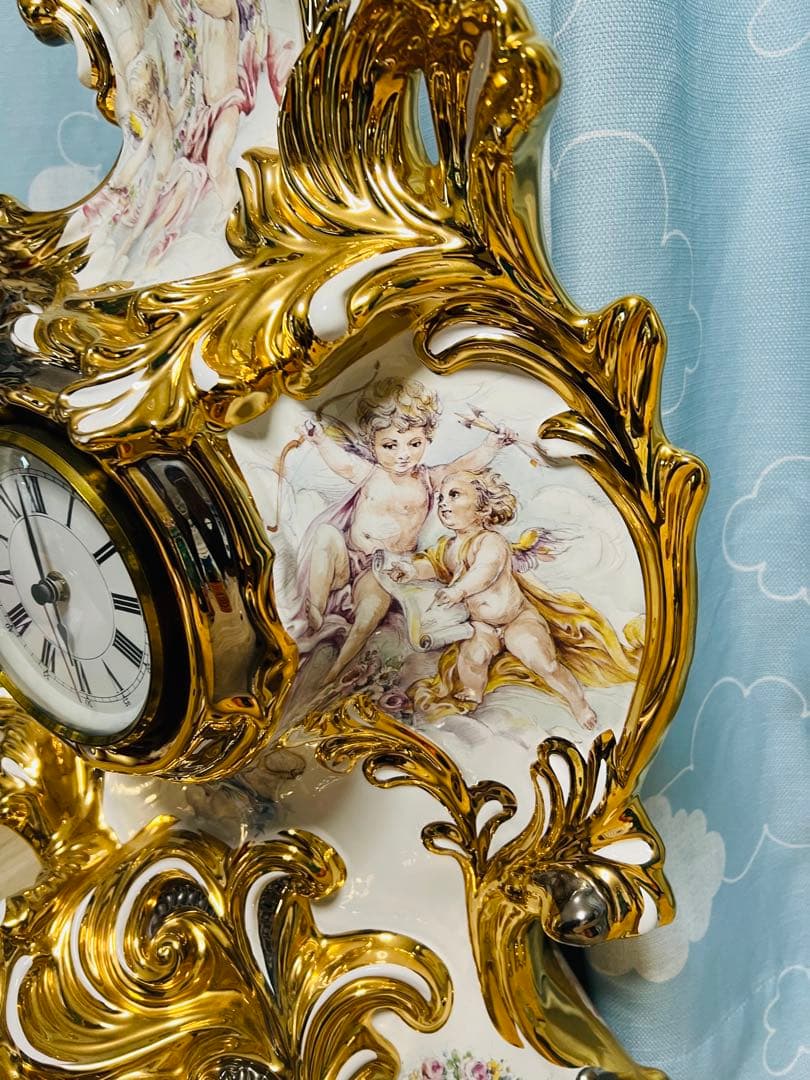 ✨ イタリア製 Ahura（アウラ） ゴールド 陶磁器エンゼル置時計