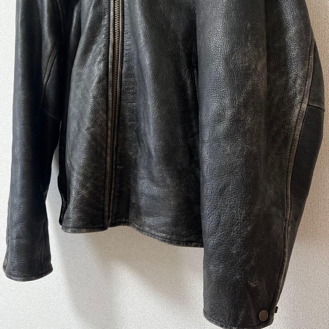 レザージャケット 黒 90s ビンテージ USA 古着 フェード 革ジャン