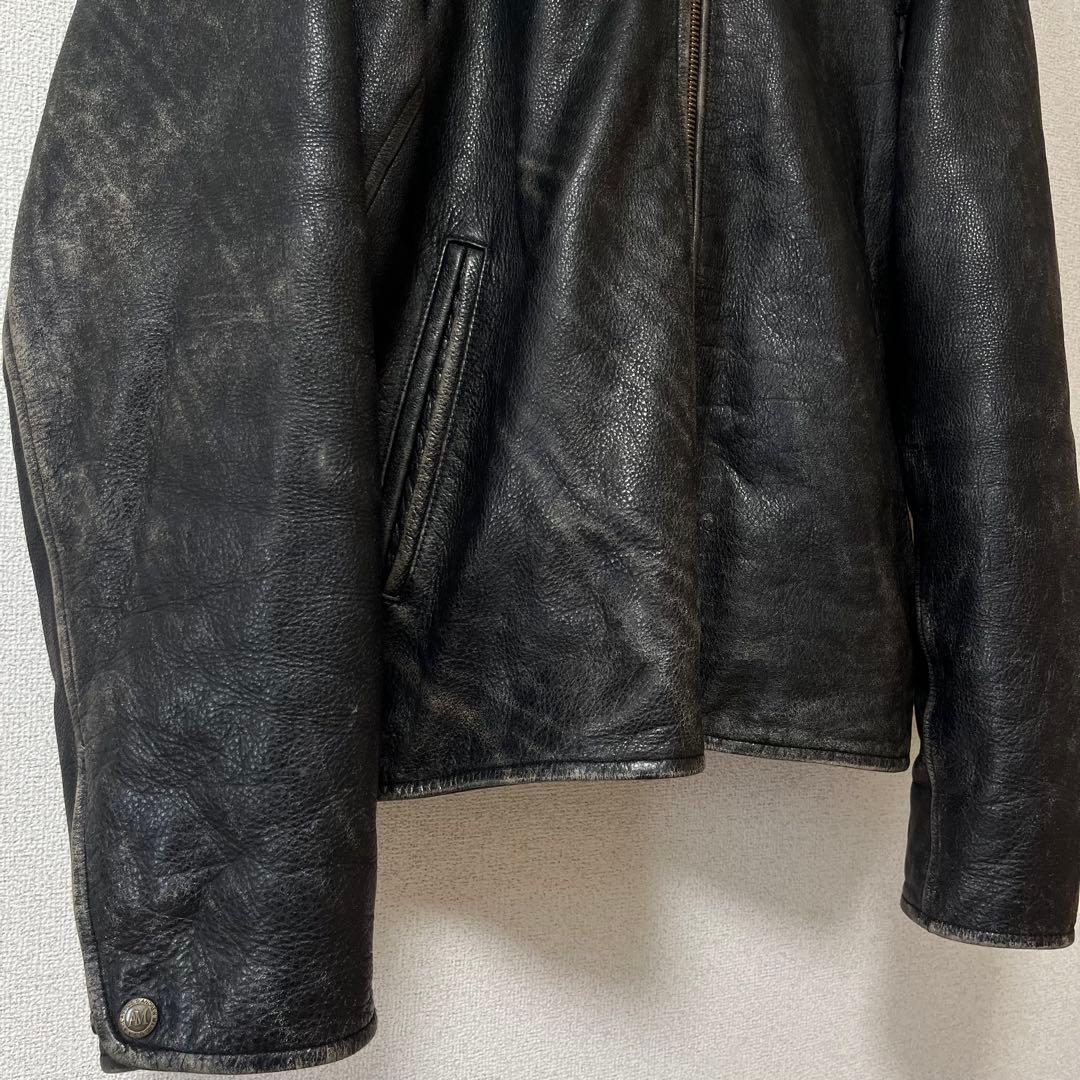 レザージャケット 黒 90s ビンテージ USA 古着 フェード 革ジャン