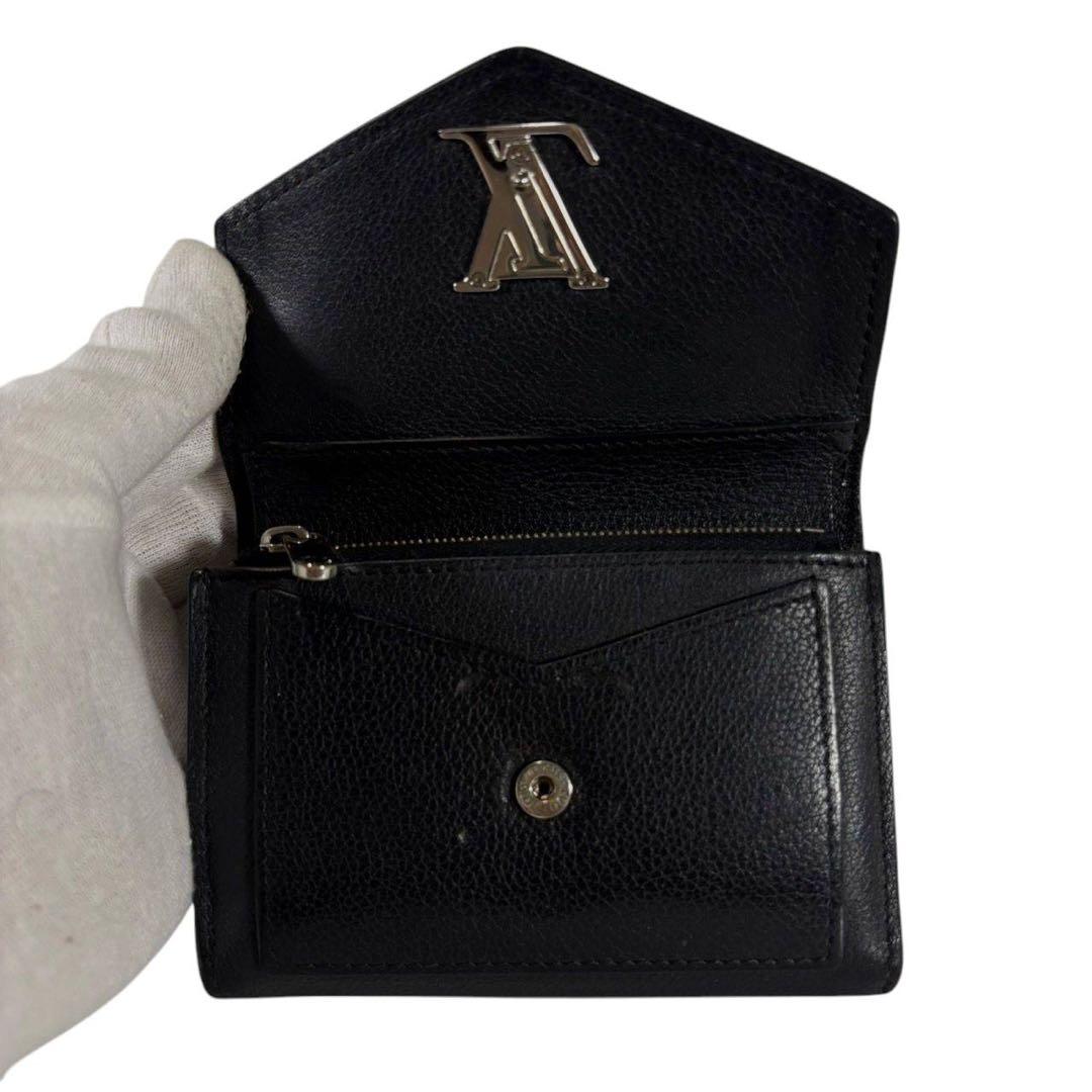 美品 ルイヴィトン マイロックミー 三つ折り財布 ブラック レザー LVロゴ