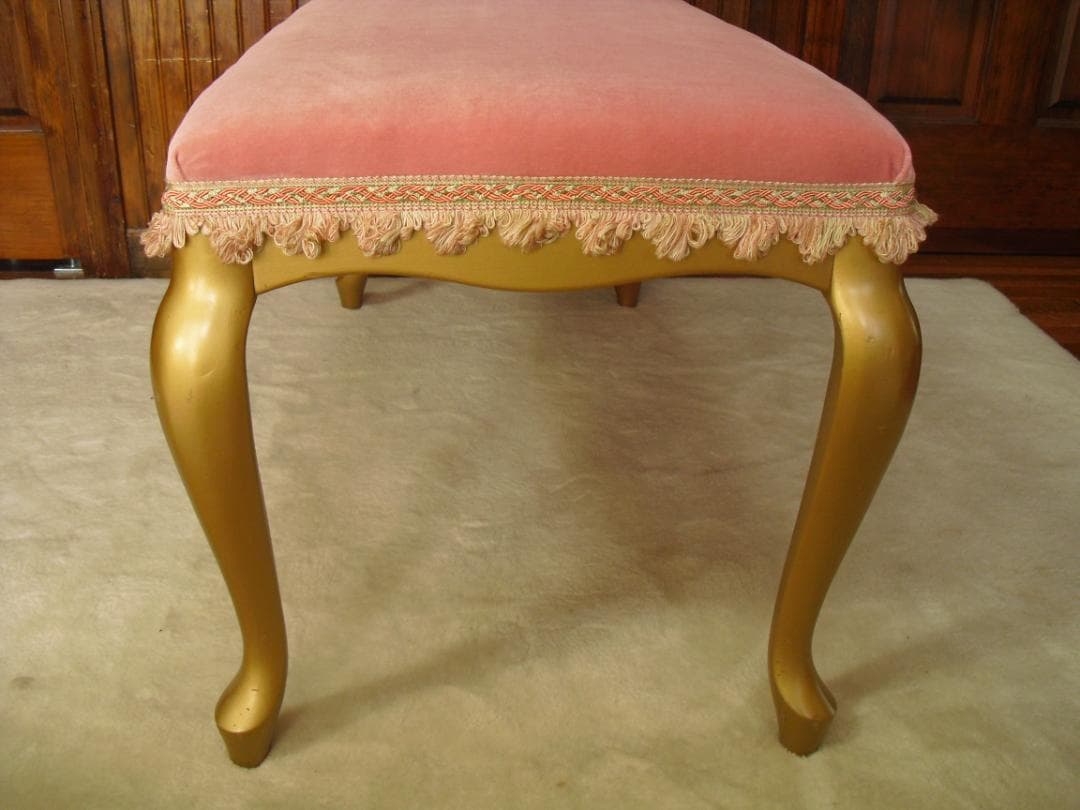 ロココ様式カウチソファ／猫脚スツール☆張替済 フランス製最高級トリミングブレード