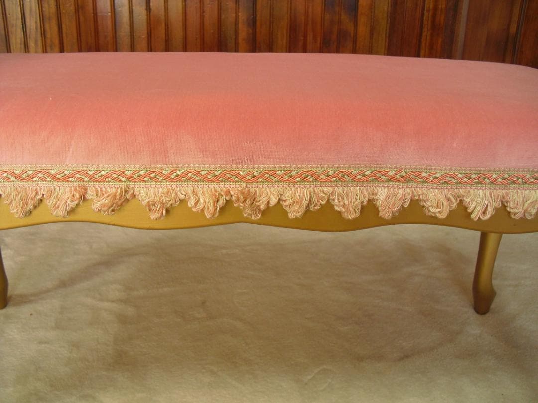 ロココ様式カウチソファ／猫脚スツール☆張替済 フランス製最高級トリミングブレード