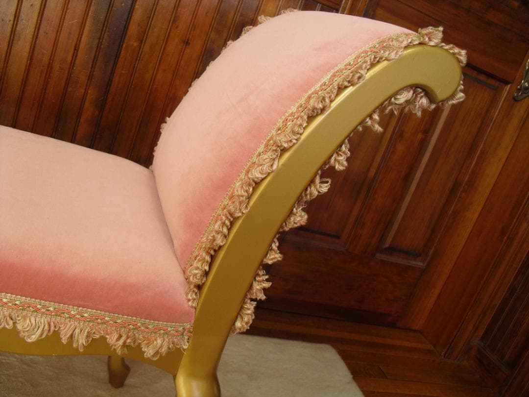 ロココ様式カウチソファ／猫脚スツール☆張替済 フランス製最高級トリミングブレード