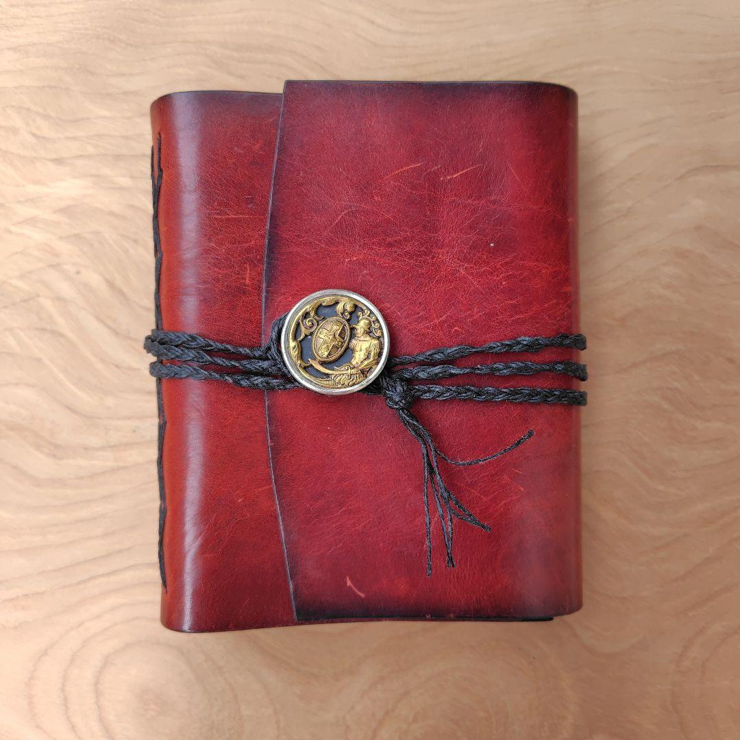 レザー製手縫いノート 赤　レザー　ノート アンティーク ライティングショップ