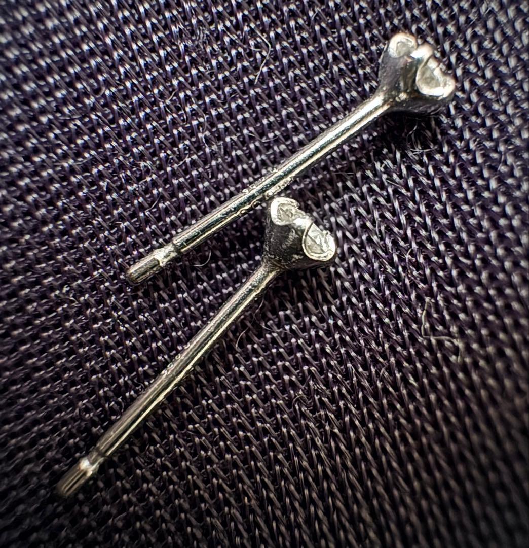 Pt850 プラチナ 一粒ダイヤ ピアス 両耳
