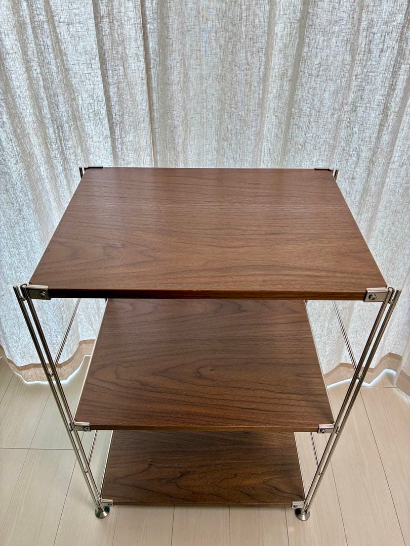 ステンレスユニットシェルフ小　ウォールナット材