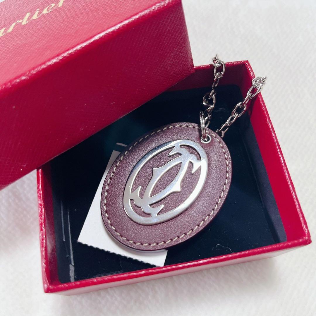 【新品】cartier カルティエ キーリング ロゴ シルバー レザー