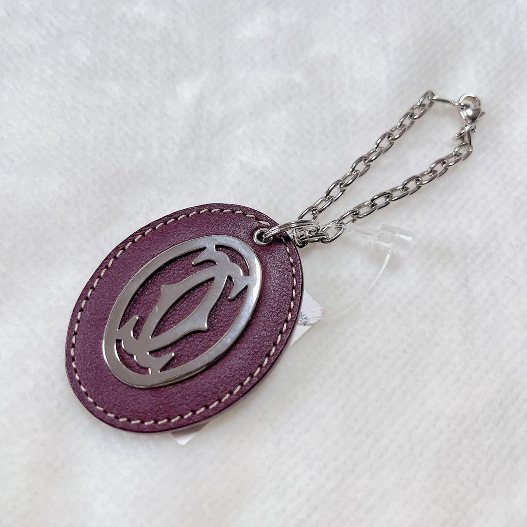 【新品】cartier カルティエ キーリング ロゴ シルバー レザー