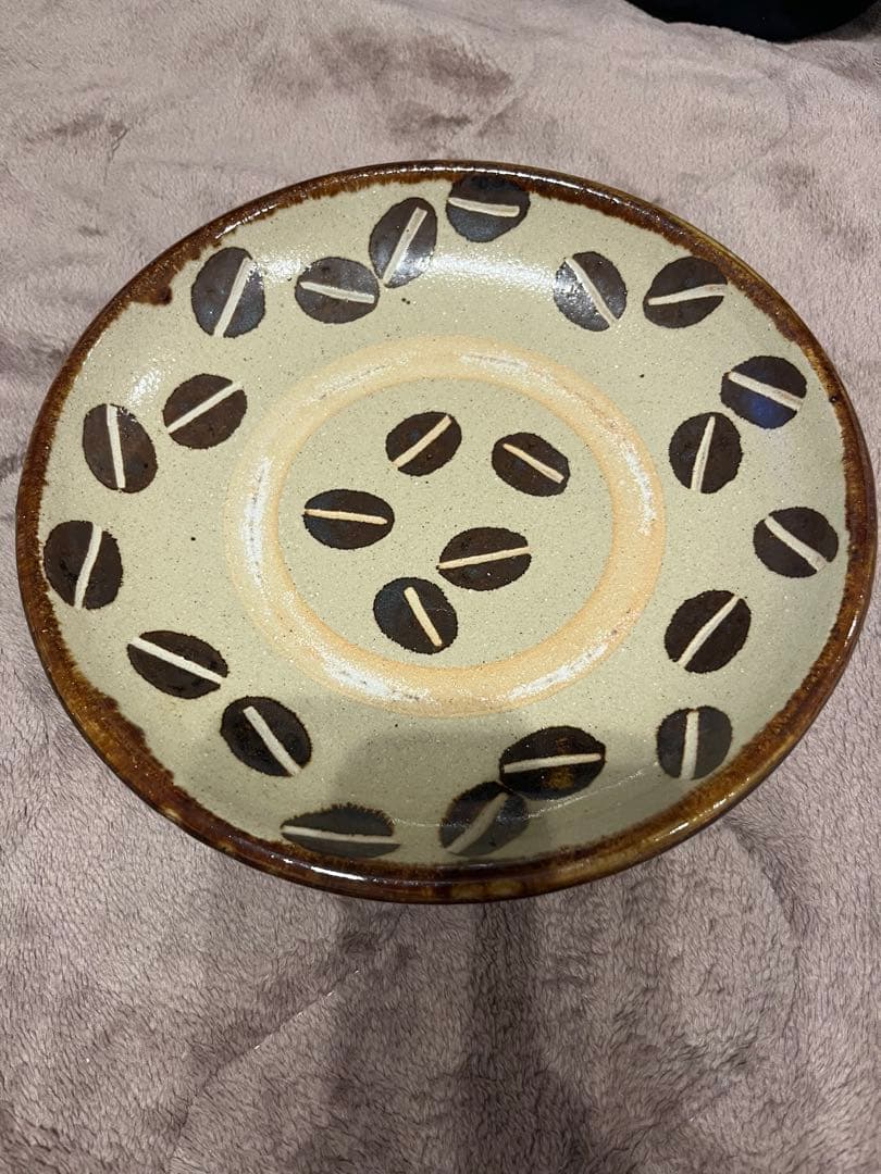 工房十鶴　大人気　コーヒー豆模様の陶器皿（大皿）